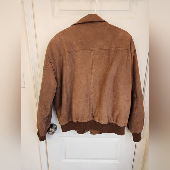 Global Identity Outerwear Genuine Suede Brown Leather Jacket Men's Size L - Picture 5 of 8